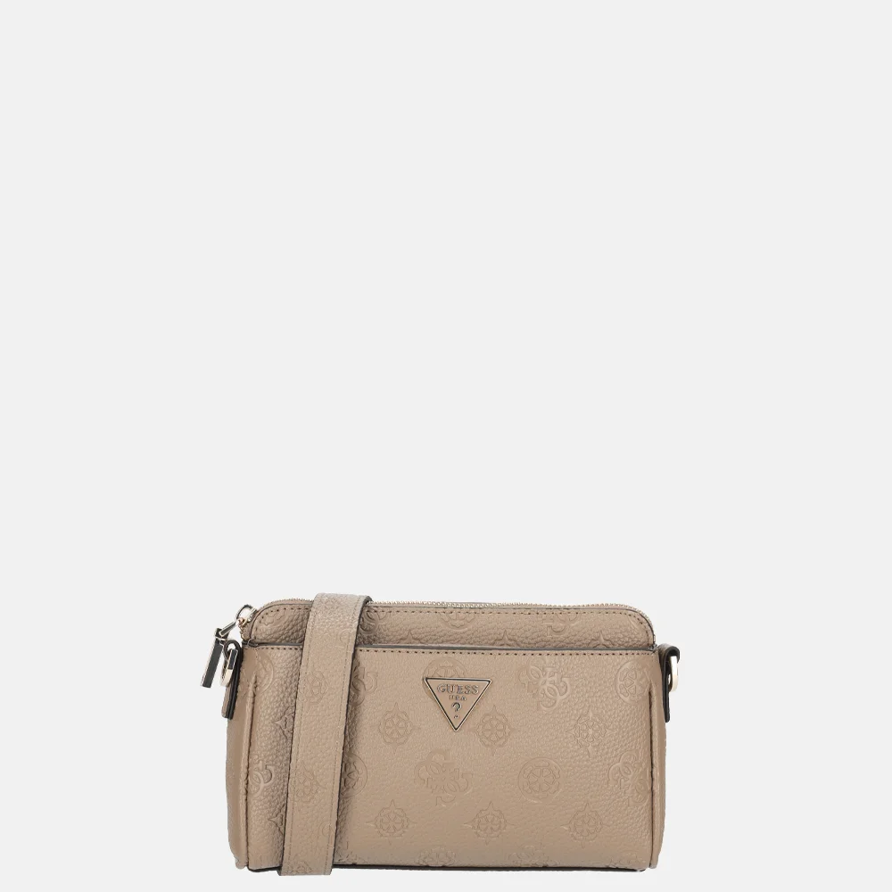 Guess Cresidia II mini crossbody top zipper Dark Taupe logo